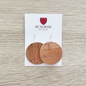 Cork with gold speck circle earrings